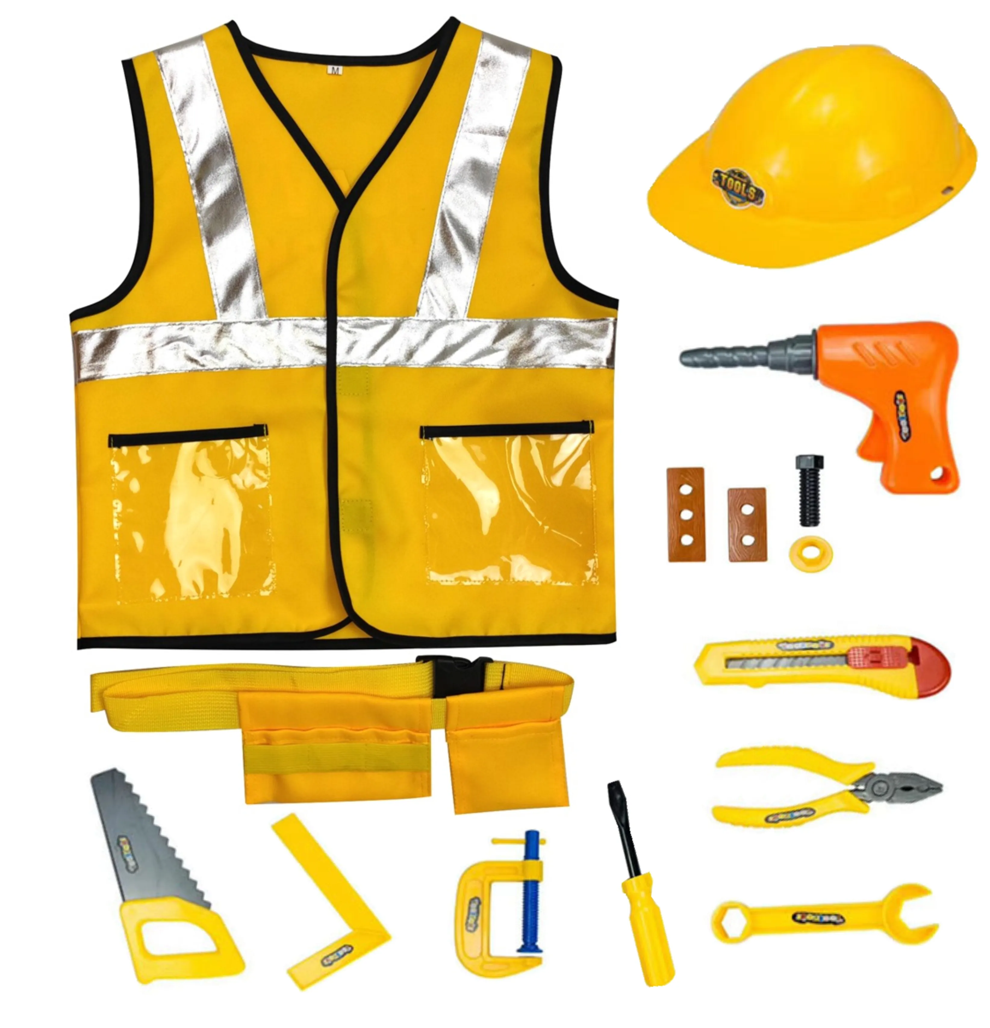 IPlay ILearn Construction Worker Costume Kit For Kids Role Play Toy Set Career Costumes Heavy worker cosplay