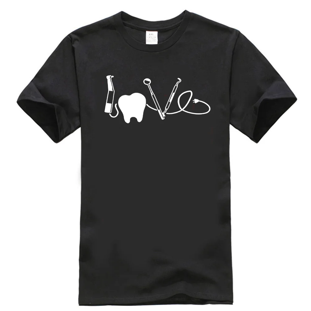 Футболка Love Dentist, рубашка для дантиста, подарок для дантиста, стоматологический гигиенист, стоматологическая шпилька свободного размера, футболка Ajax - Цвет: Черный