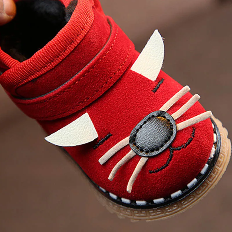 Милые зимние вельветовые ботинки для мальчиков обувь для детей теплые зимние ботинки на меху обувь для маленьких девочек