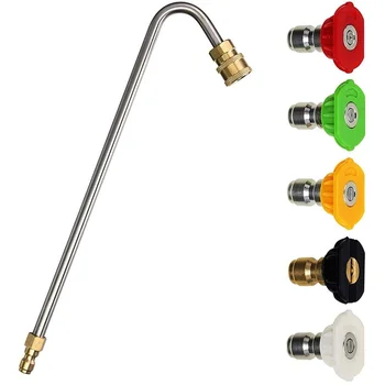 

Pressure Washer Gutter Cleaner Attachment, Angled Extension Wand for Gutter Cleaning, 5 Spray Nozzle Tips,1/4 Inch Quick Connect
