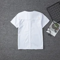 White Cotton Japanese Middle High Student School Dress For Girls JK Uniforms Sailors Suit Short Sleeve White Shirt Women Tops 2
