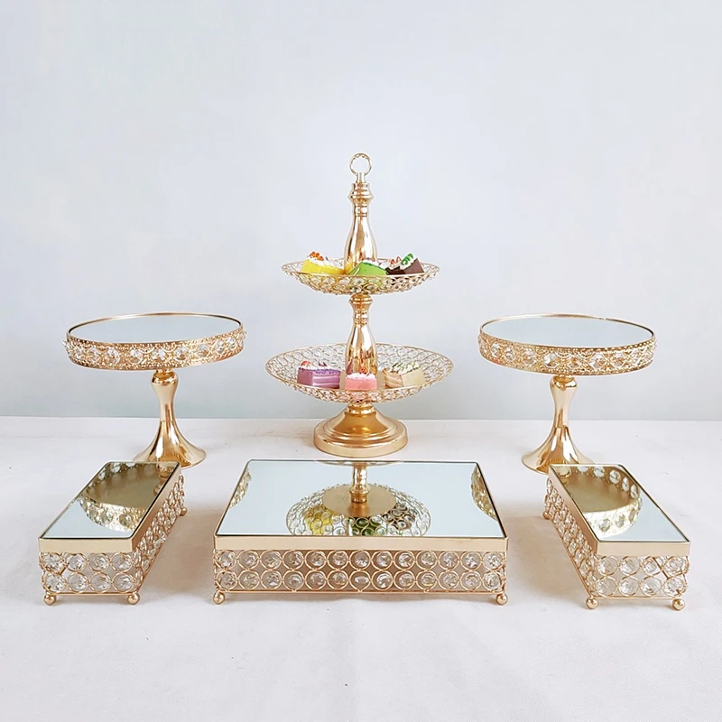 1pcs-13pcs Beautiful Tray 3 tier Cupcake Dessert Display Decoration Tools Wedding Crystal Mirror Cake Stand set