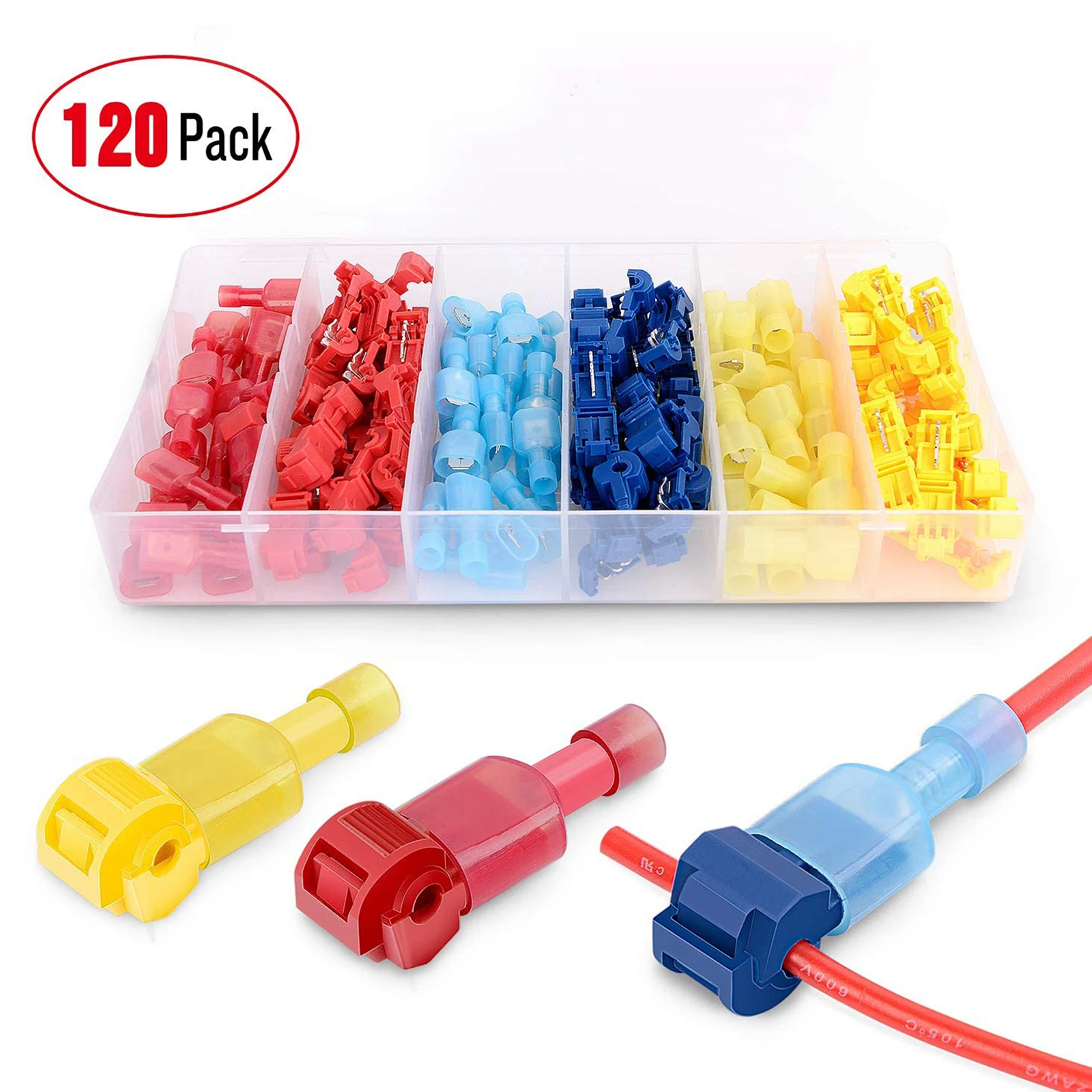New 120/240pcs / Set T-tap Wire Connectors Male Terminals Kit with