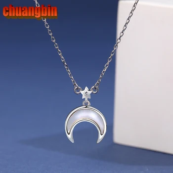 

100% pure Genuine 925 sterling silver 2020 new zircon star Moon necklace female Fashion necklace gift korean jewelry Ornament