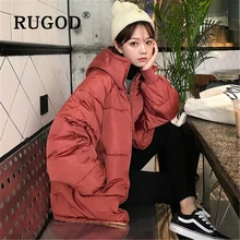 RUGOD Korean solid cotton women coat Fashion Plus Size Down Jacket Auturm winter Thicken Warm Cotton outwear parka overcoat