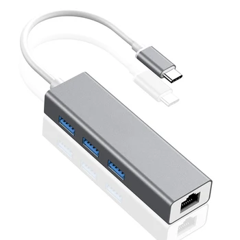 

4 in 1 USB Type C Hub to Hdmi 4K USB C Hub to Gigabit Ethernet Rj45 Lan Adapter 4 USB Hub 3.0 PC Laptop Multiport Adapter