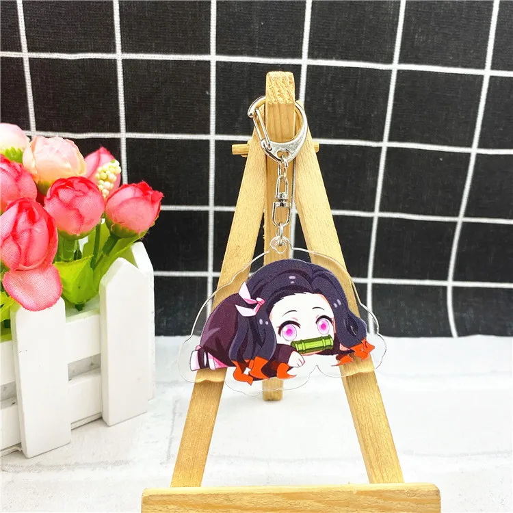 Anime Demon Slayer Kimetsu no Yaiba keychain Kamado Nezuko Kochou Shinobu Kanroji Mitsuri acrylic key chain cartoon cute funny