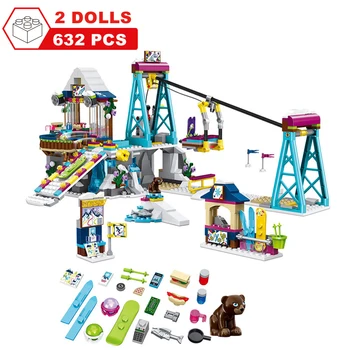 

632PCS Winter Sports Snow Resort Ski Lift Cable Car Building Blocks Friends Bricks Toys for Girl Gift
