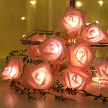 

2M 10led Usb Rose Flower Christmas Holiday String Lights Valentine'S Day Wedding Party Garland Decor Luminaria 3m 20led 6m 40led