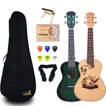 

23 inch Ukulele Mini Guitar Mahogany Concert Ukelele with Bag Capo String Strap Picks Gift Hawaii Guitar Ship from RU UK2329A