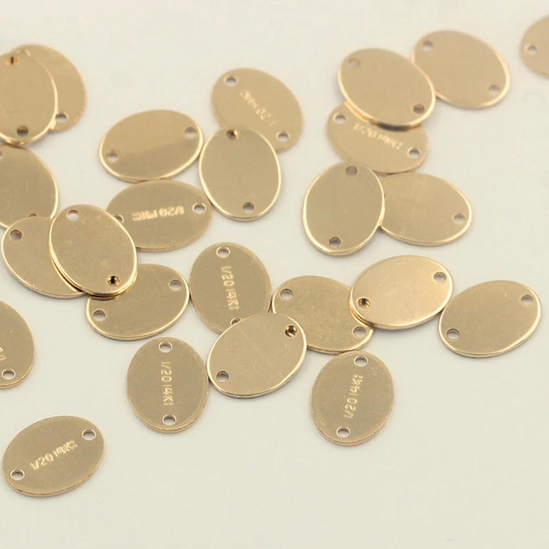 14K Gold Filled Oval Quality Charm 1/20 14kt Gold Drop Pendant for Jewelry Making DIY Jewelry Accessories Jewelry Findings