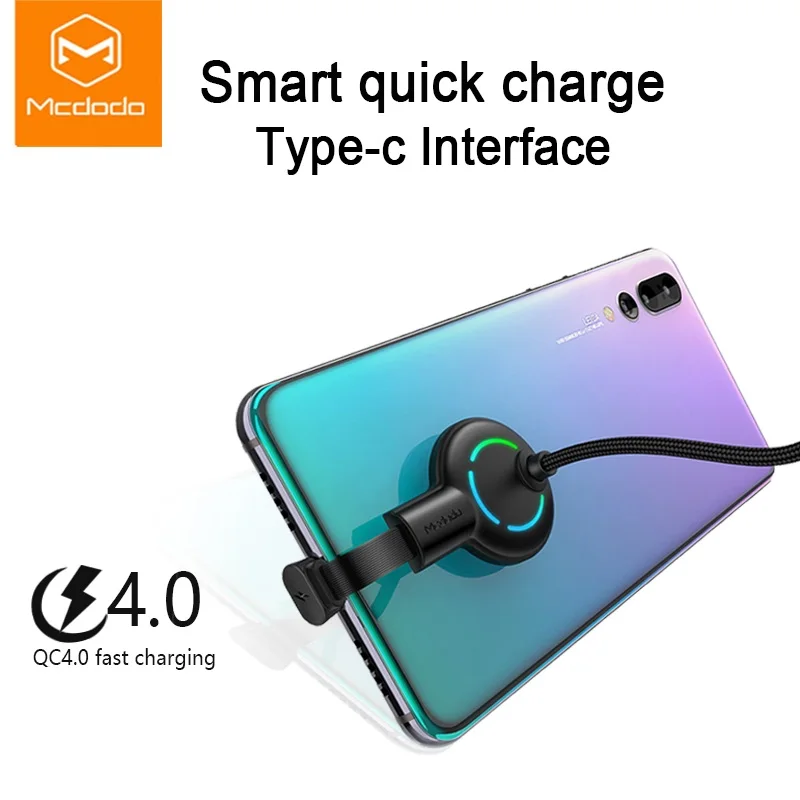 Mcdodo USB Type C дизайн локтя для игр кабель QC4.0 быстрой зарядки светодиодный Samsung Xiaomi