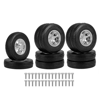 

Front & Rear Rubber Low Loader Wheels Tire Tyre With CNC Aluminum Rims Hub for Tamiya 1/14 RC Tractor Trailer Truck