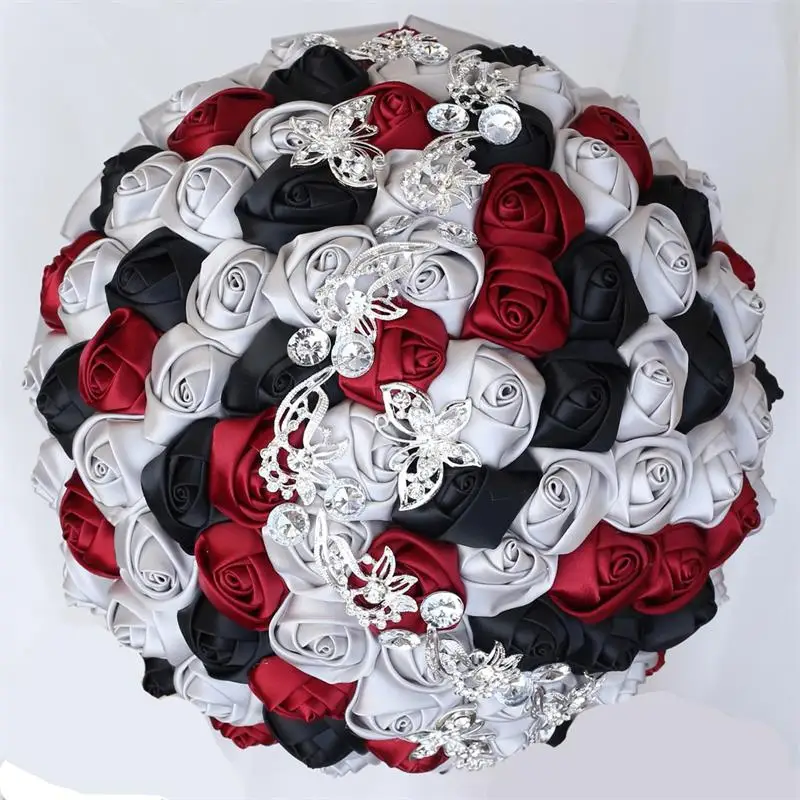 

1PCs /lot Grey wedding Holding flowers With Diamond For Wedding Party