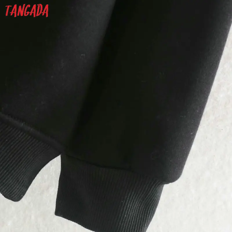 Tangada женские забавные флисовые негабаритных свитшоты с длинным рукавом в Корейском стиле с капюшоном пуловеры женские повседневные топы 4M191