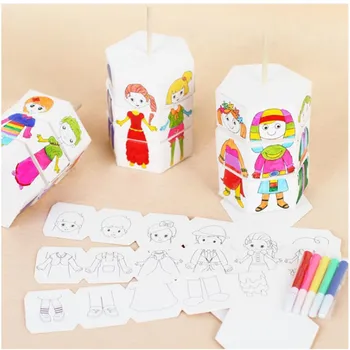 

Children Rotary DIY Paper Colour Matching Rotation Change Clothes Doll Creative Handcraft Puzzle Kindergarten Toys Best Gift