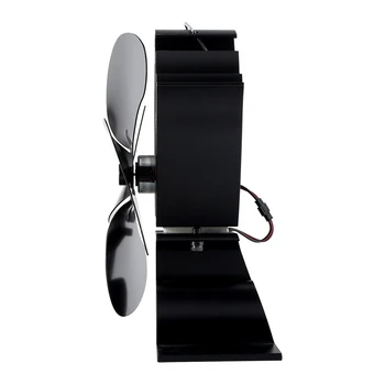 

4 Blades Fireplace Fan Fire Heater Power Wood Stove Fan Household W/ Thermometer