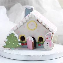 Рождественская пластиковая упаковка для печенья набор резцов 3D дом Снеговик Единорог DIY форма для печенья печенье торт кухонные Инструменты для декорирования аксессуары