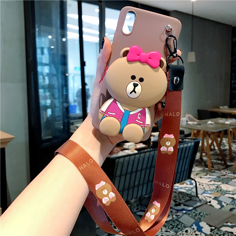 FDJX Zipper Wallet Cartoon Phone Case For Xiaomi Max 3 Mix 2 2s F1 Redmi 6A 4X 4A 5 5A 5x 6x 3D Pig Bear Soft silicone Lanyard cover - Цвет: FDJX