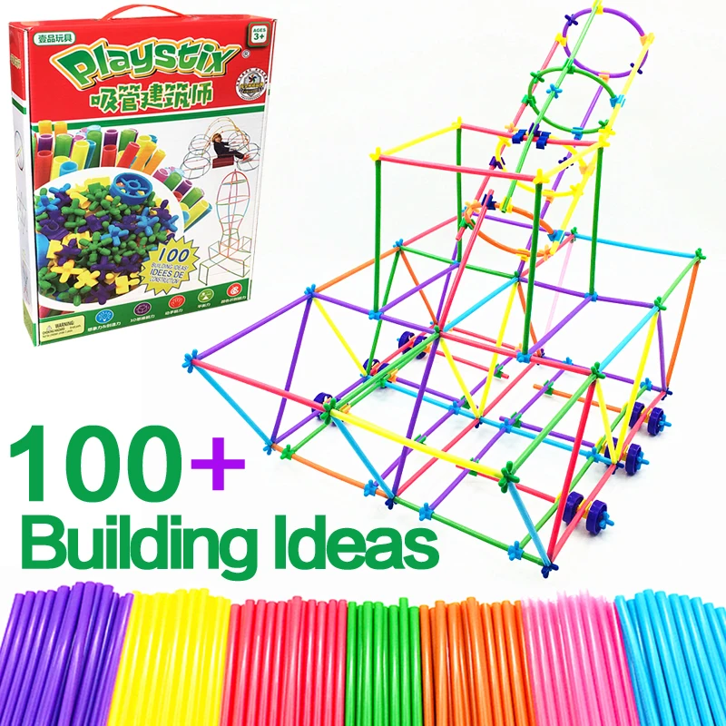 Playstix Straw Architect 4D Building Blocks Boy Inserted Construction Assembing Bricks Educational Children's Toys Kid's Gift