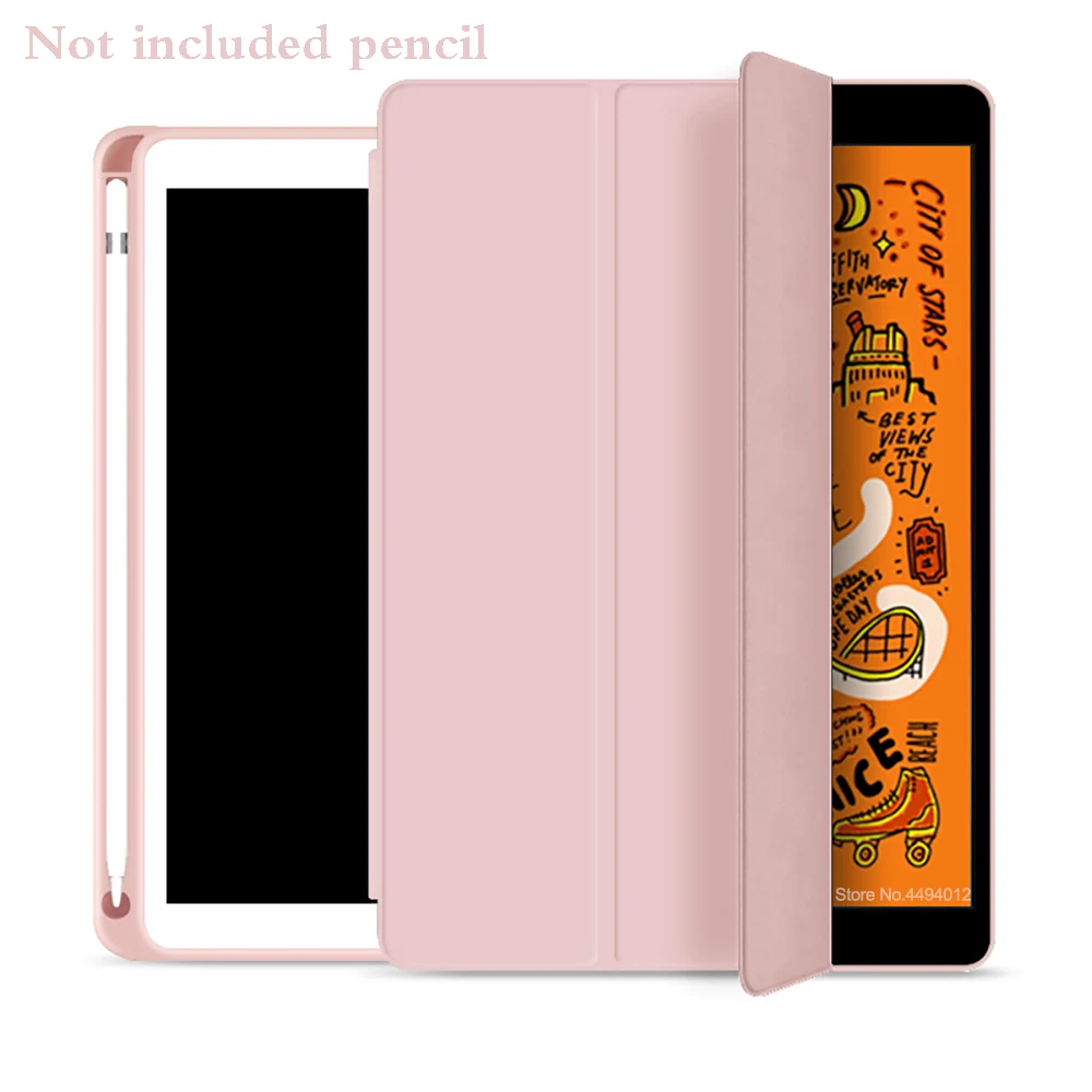 Умный чехол с держателем для карандашей для iPad Mini 5, чехол из искусственной кожи с функцией автоматического сна, защитная оболочка, модель A2133 A2124 A2125 A2126 - Цвет: Розовый