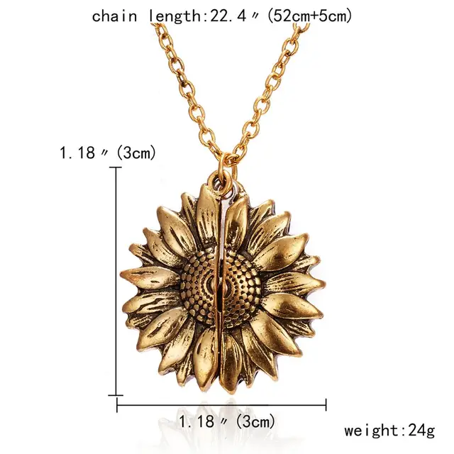 2020 New You Are My Sunshine Necklace Alloy Open Locket Sunflower Necklaces Gold Colorful Pendant Collar Women Gift 4