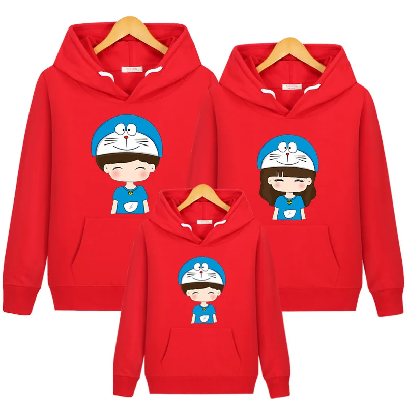 Толстовка с капюшоном «Doraemon Cos»; Ins Fuuny; одежда для родителей и детей; одинаковые комплекты для семьи; подарки для детей; Прямая поставка - Цвет: red Doraemon