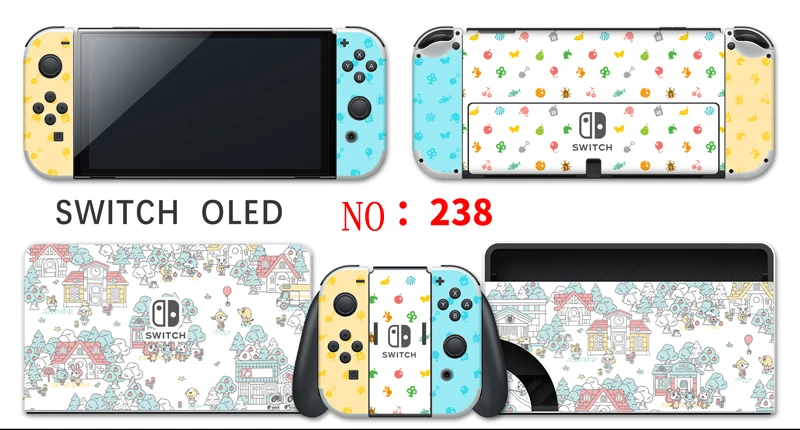 1 Set Full Body Protective Cover Skins Sticker for Nintendo Switch OLED Console Joy-Con Controllers 