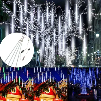 

4Pcs Party LED Lights Meteor Shower Rain Tubes UK Plug LED Christmas Lights Party Garden Xmas Decorations for Tree J50