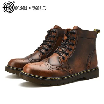 

Men Shoes 100% Genuine Leather Ankle Boots Handmade Retro Men Warm Snow Boots Natural Cow Leather Shoes Male Motorcycle Boots
