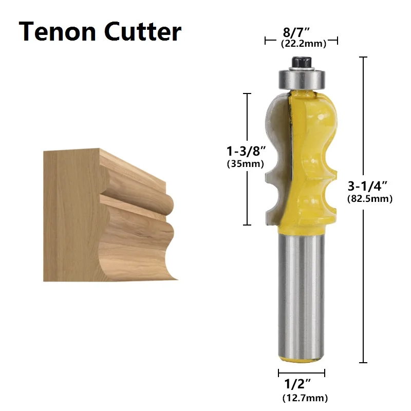 1 шт. 1/2 ''(12,7 мм) Хвостовик формовочный Фрезер бит перила фрезы шипы для деревообработки Фрезы с ЧПУ - Длина режущей кромки: Tenon Cutter
