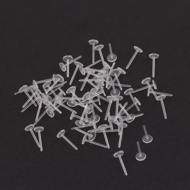 

1000pcs Diy Earring Accessories Plastic Ear Needle Invisible Earring Material Transparent Wholesale 0inch 0g A0174 Antiallergic