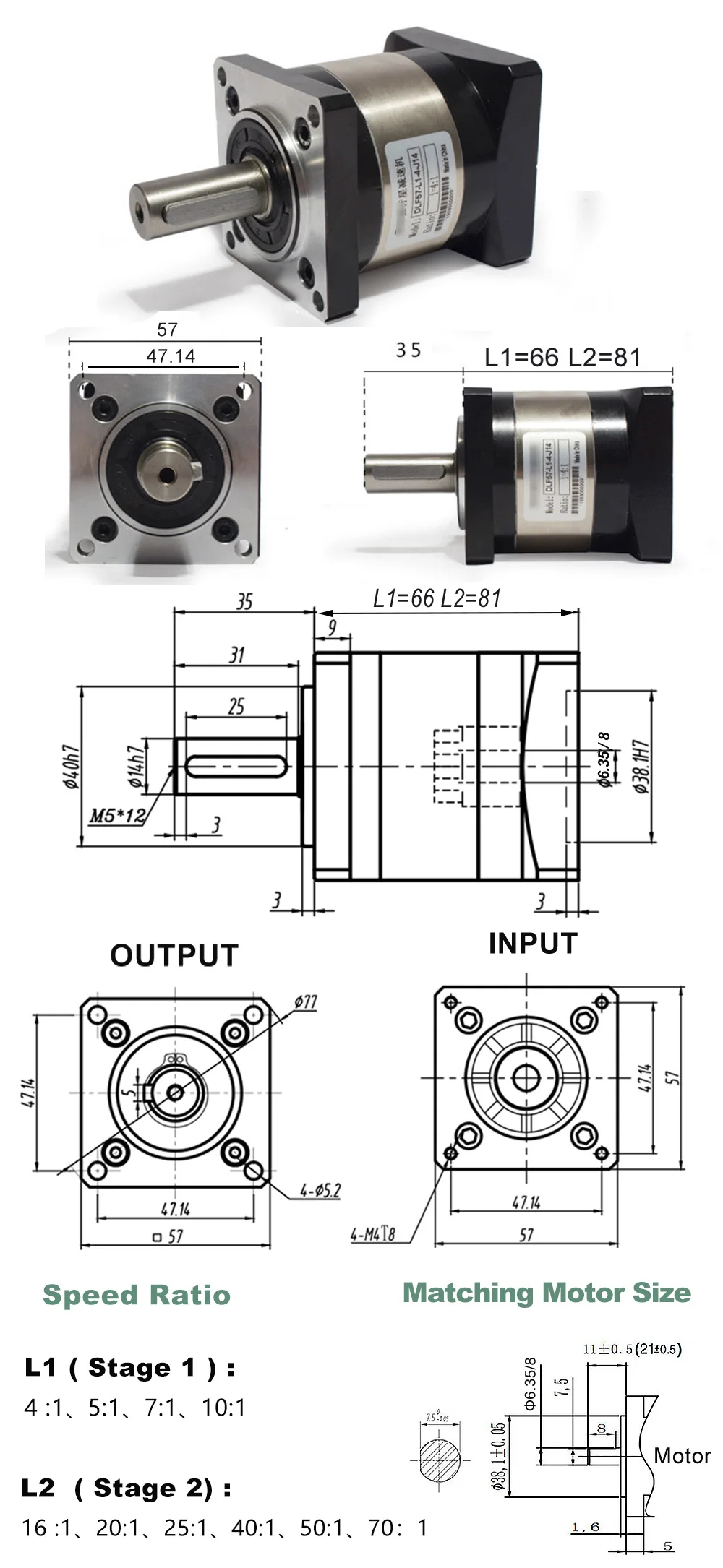 Nema 23 Planetary Gearbox 57mm Motor Reducer Ratio 4 5  10 16 20~50:1  Motor Gear for Nema23 57mm Stepper Motor 4000rpm