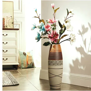 

YILUNXI Floor vase artificial flower living room KOREAN-style creative large home hall retro dried flower arrangement decoration