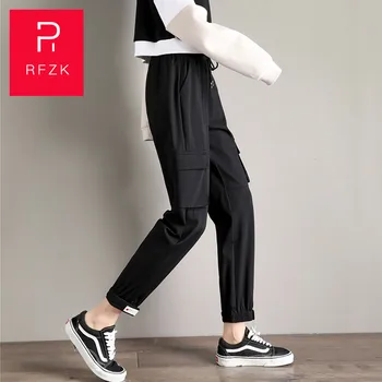 

Rfzk Women's Overalls 2020 Spring And Autumn Handsome Beam Feet Were Thin High Waist Loose Boyfriend Style Sports Casual Pants