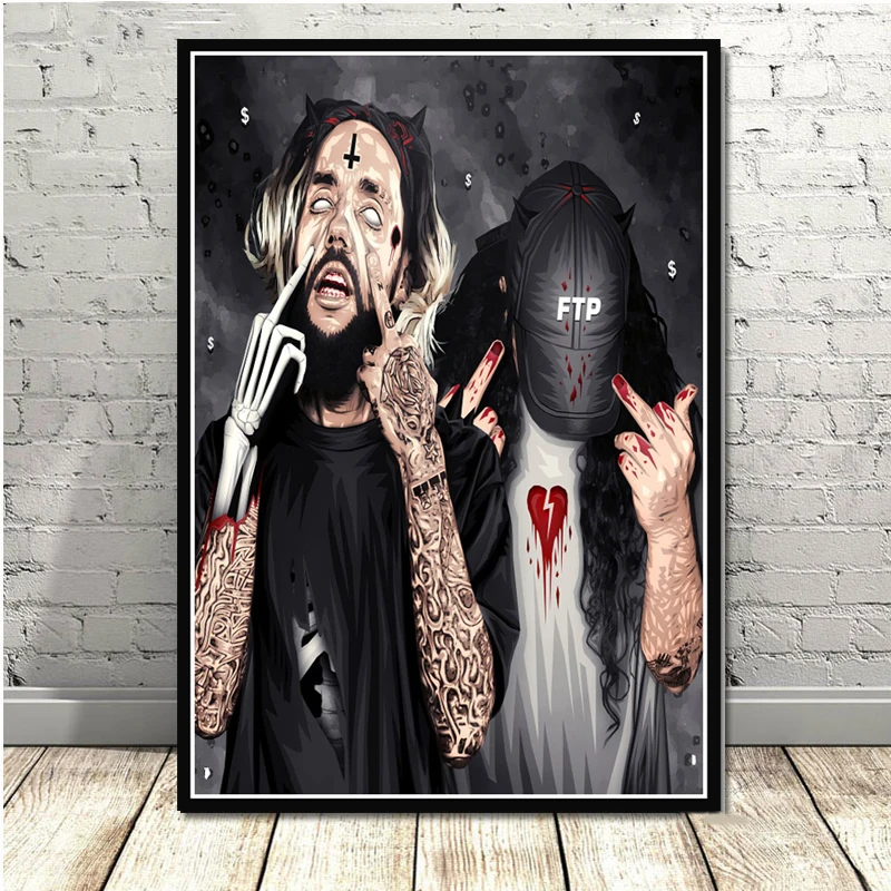 Плакатный принт$ UICIDEBOY$ хип хоп Музыка рэпер певец звезда холст масляная живопись художественная стена картины для гостиной домашний декор - Цвет: Розовый
