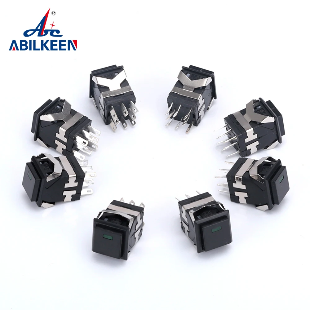 

ABILKEEN NS193 IP40 KD2-22 Выключатель без фиксации ON-(ON), квадратный, с подсветкой, маленький квадратный кнопочный переключатель