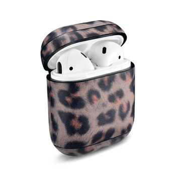 

For Apple AirPods Leopard Print Genuine Leather Protective Case Accessories for IPhone Airpods Earphone Portable Pocket Cover