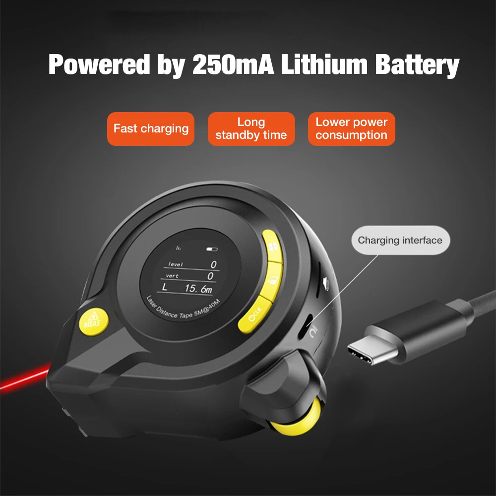 3 In 1 40m Laser Rangefinder 5m Laser Tape Measure Curved Distance Meter Digital Ruler Measurement With LCD Display