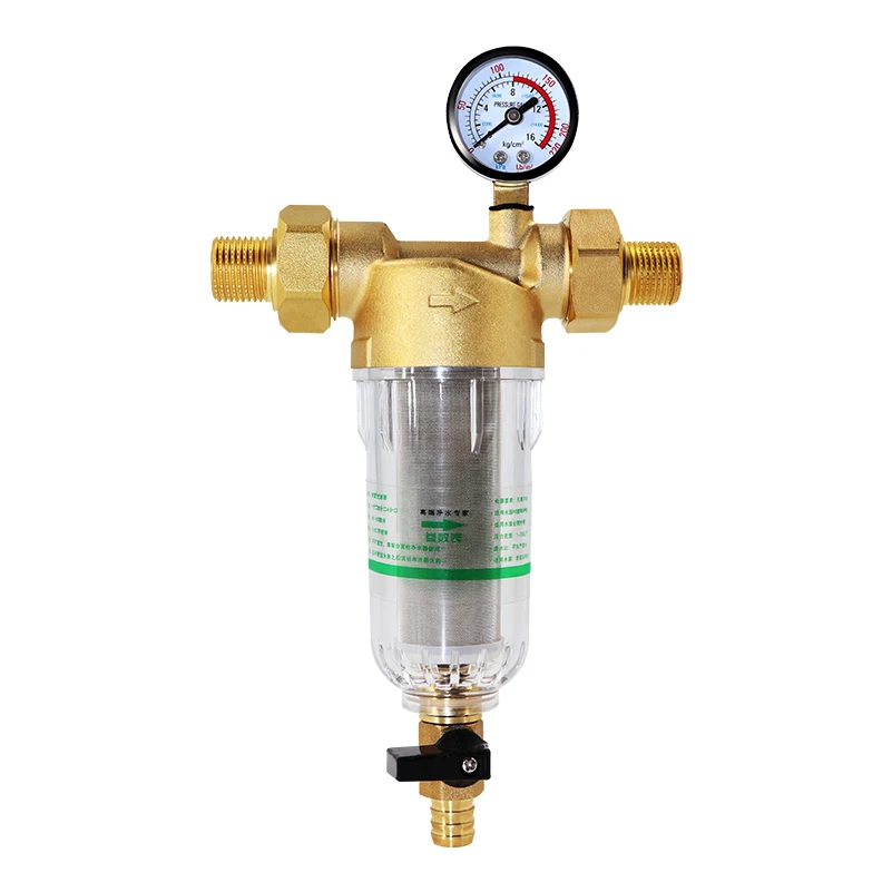 

Water Pre Filter System 2/5 Inch&1 Inch Brass Mesh Prefilter Purifier W/ Reducer Adapter&Gauge