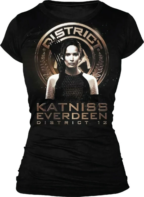 Черная футболка The Hunger Games 2 Catching Fire kitniss District 12 Seal Juniors | Мужская одежда
