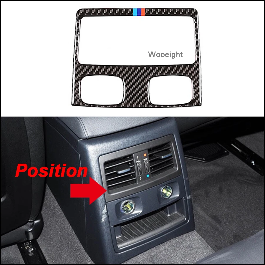 

Wooeight Carbon Fiber Rear Air Condition Vent Outlet Cover Trim Frame Sticker fit for BMW 3 Series 2005-2008 2009 2010 2011 2012