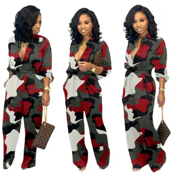 

Women Sexy Long Sleeve Camo Jumpsuit Rompers Clubwear Bodysuits Party Night Autumn Ladies Jumpsuit fashion women clothes set