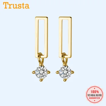 

Trusta Authentic 925 Sterling Silver Sweet Hollow Strip Shiny Zircon Stud Earrings For Women Sterling Silver Jewelry Gift DA774