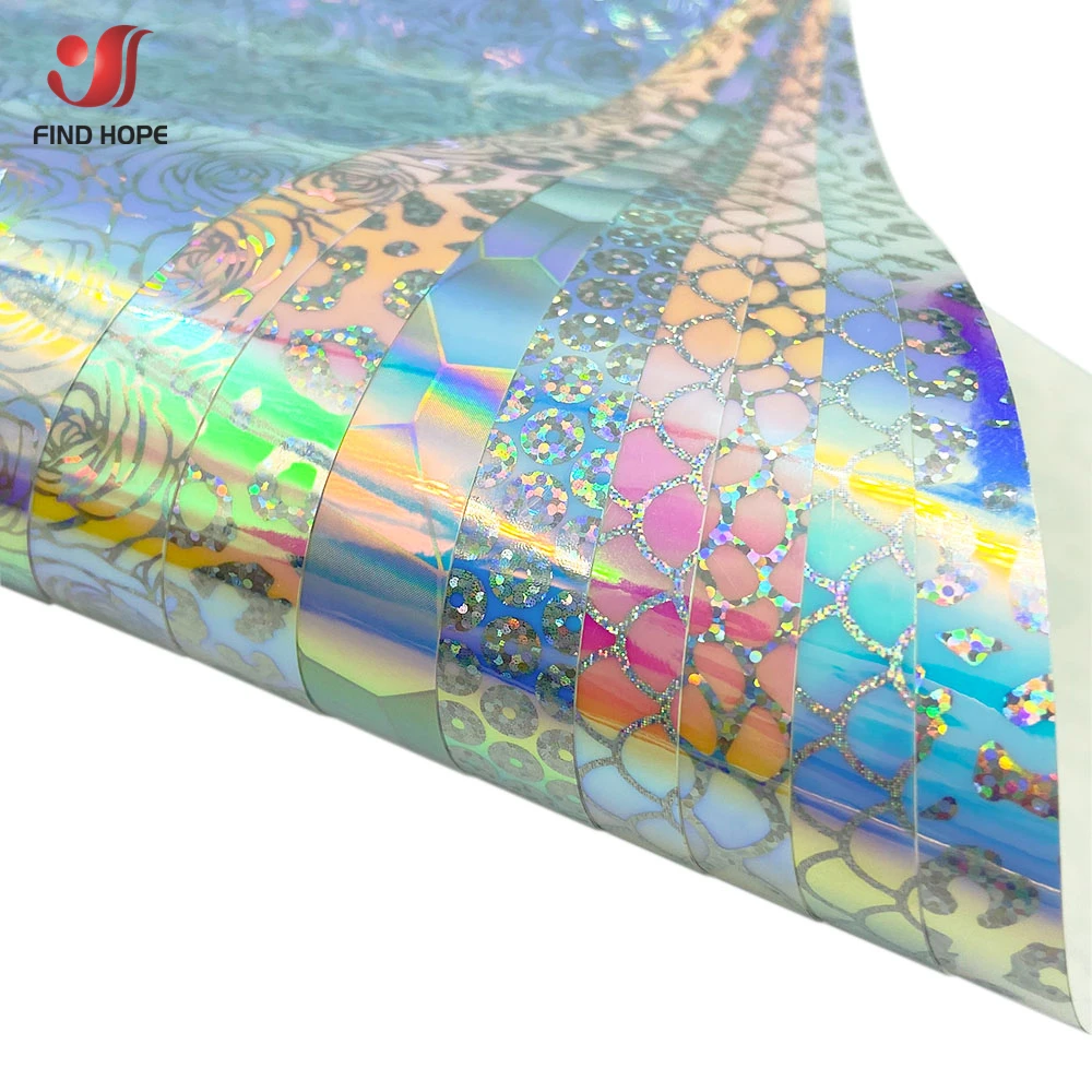 Holographic Adhesive Craft Vinyl for Cut Easy to Weed & Transfer Iridescent Film for Home Decor Logo Letters Car Glass Sheets