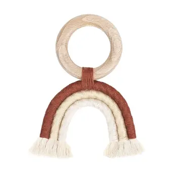

Handmade Baby Rainbow Gym Toys BPA Free Organic Beech Wood Teether Shower Gift CORB
