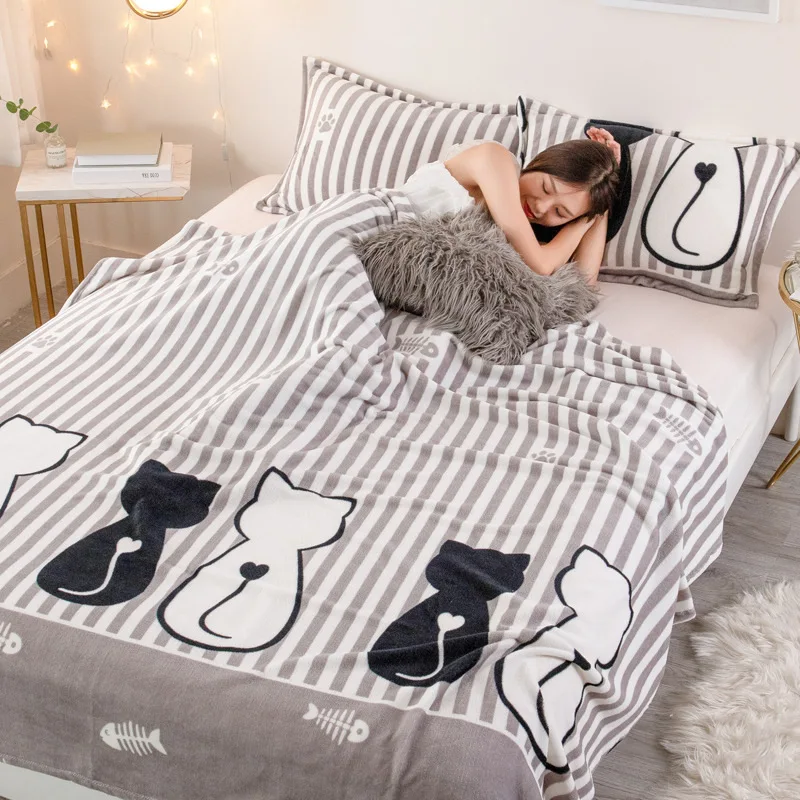 LREA Дешевое мультяшное Флисовое одеяло постельные принадлежности детские обложки на кровать кошки пледы Покрывало одеяло для дивана без наволочки