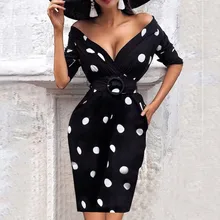 Robe sexy à col en v pour femmes, à pois, nouvelle collection printemps 2022 