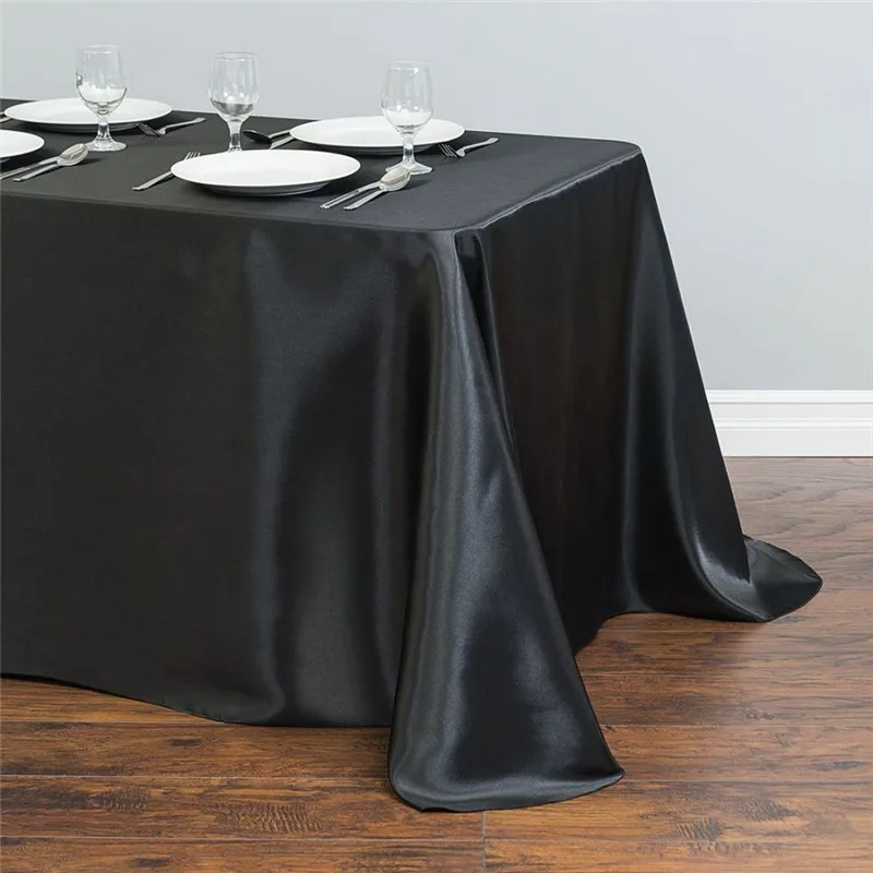 

Table Cloth covers White Satin tafelklee Rectangle Table Cover WholeSale Tableclothes Wedding Event Party Hotel Decoration