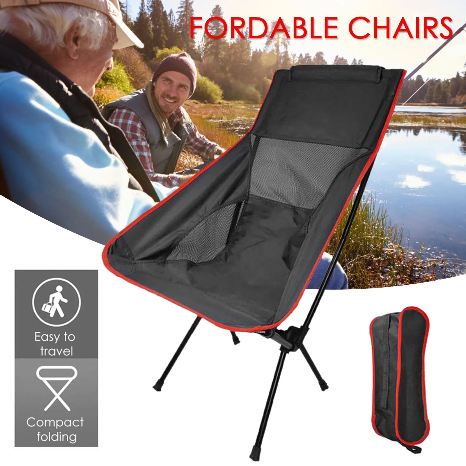 Portable Camping Chair Oxford Cloth Folding Rocking Chair With Pillow Fishing 
